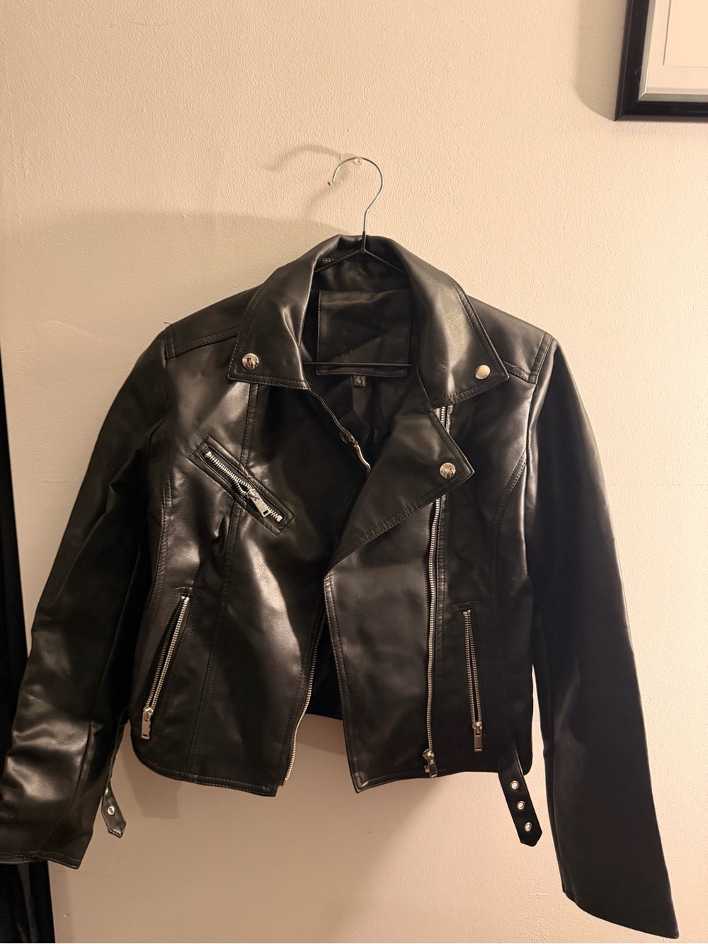 SHEIN Black Womens Faux Leather Jacket